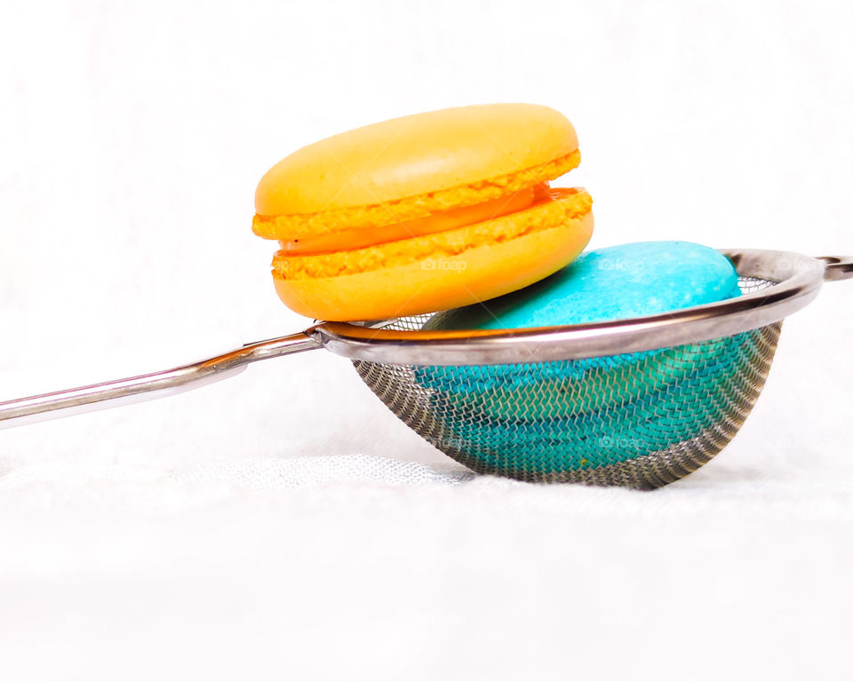 Blue and orange french macarons