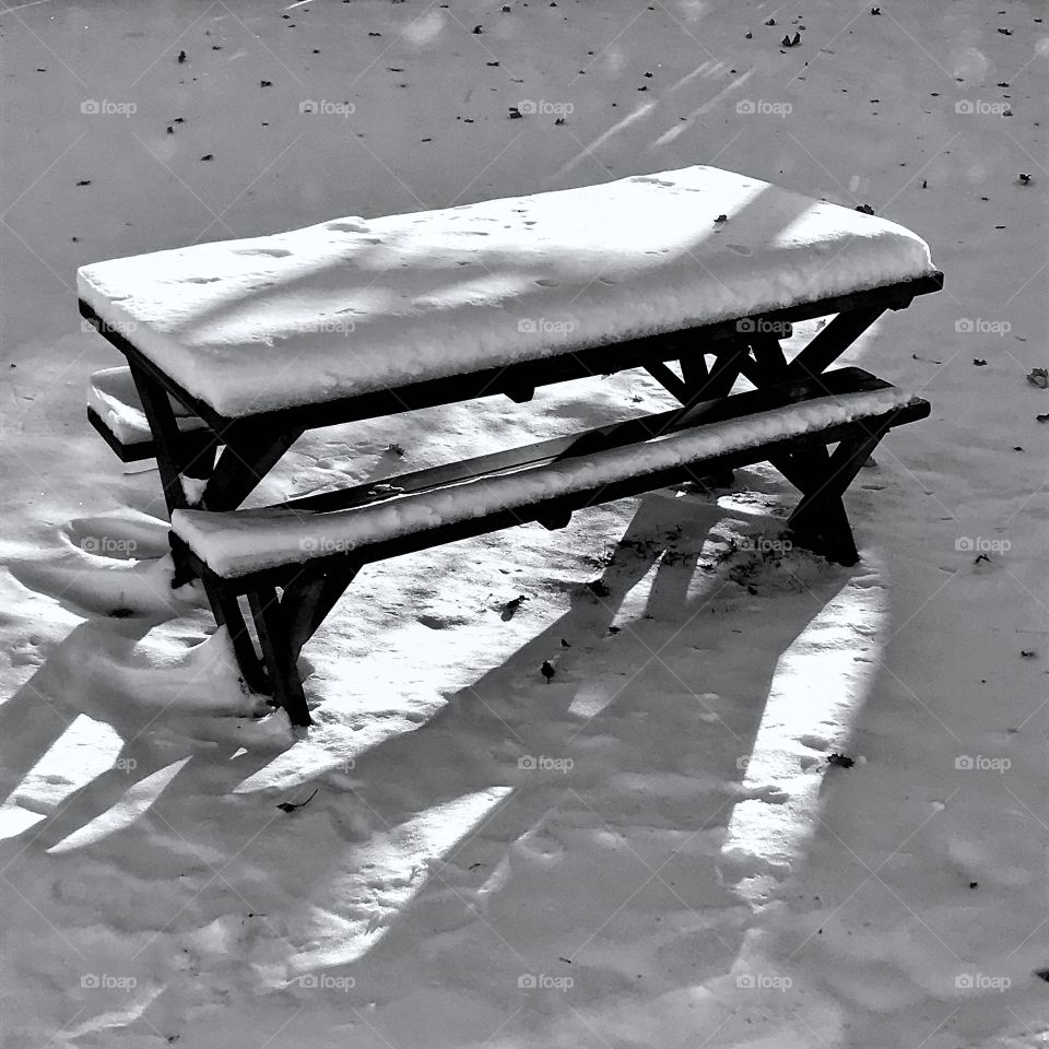 Picnic table & snow