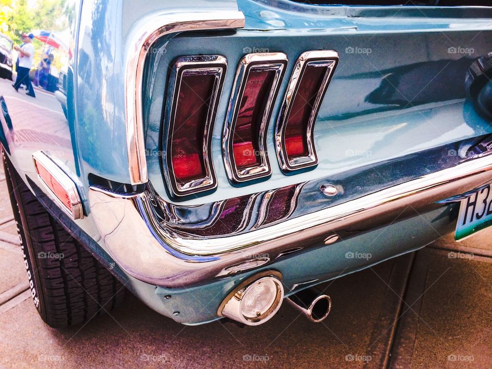 1964 Ford Mustang rear tail light. The dream car of many, many baby boomers. 