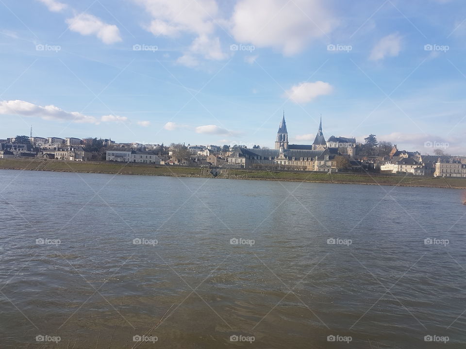 river Blois chambourd France castle natural view beautiful city  City the sky is blue