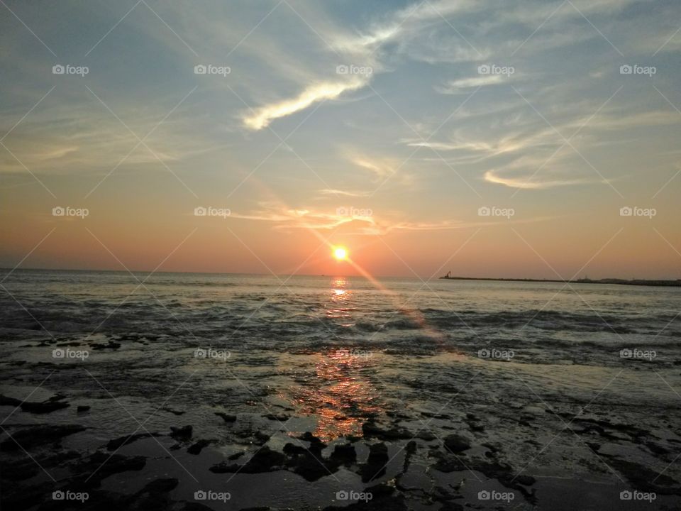 Evening time beach side nature