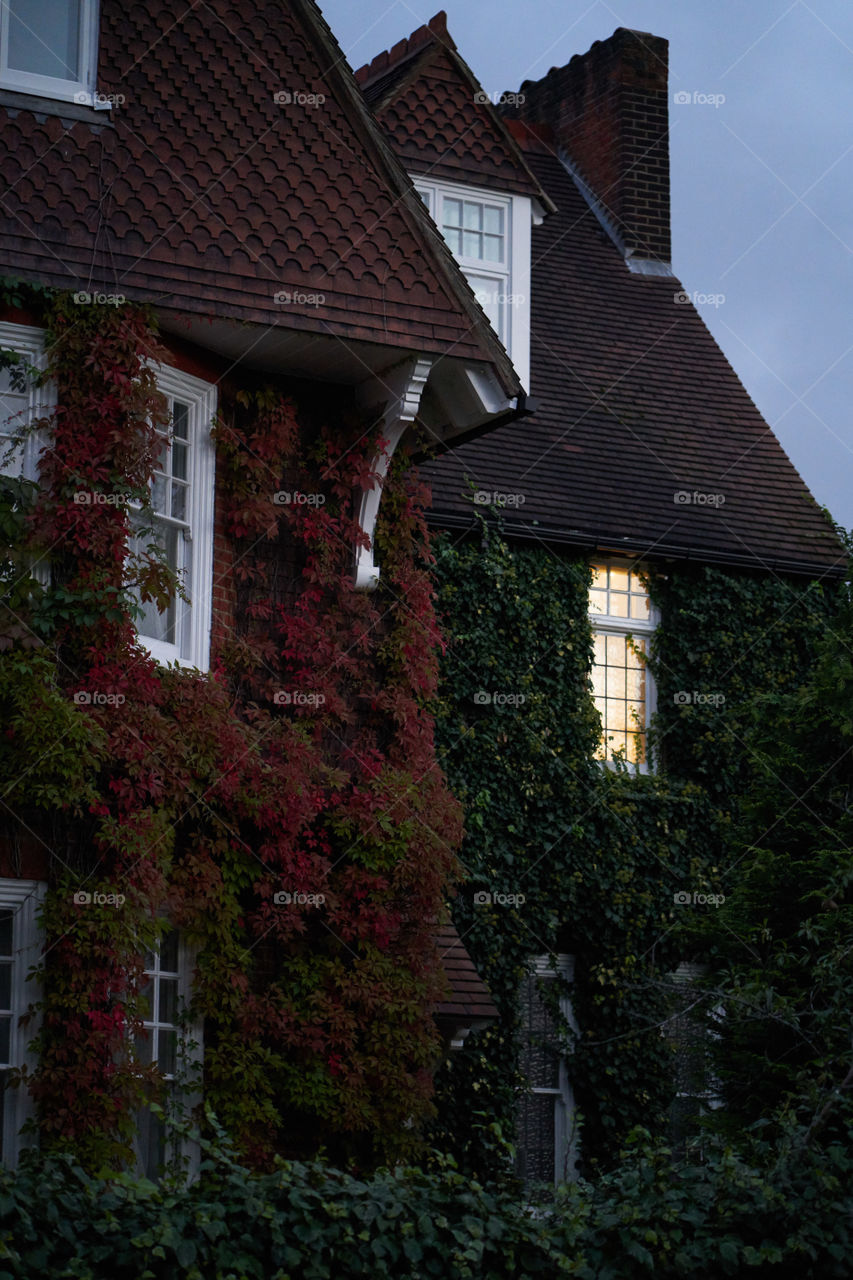 Autumn mansion at night 