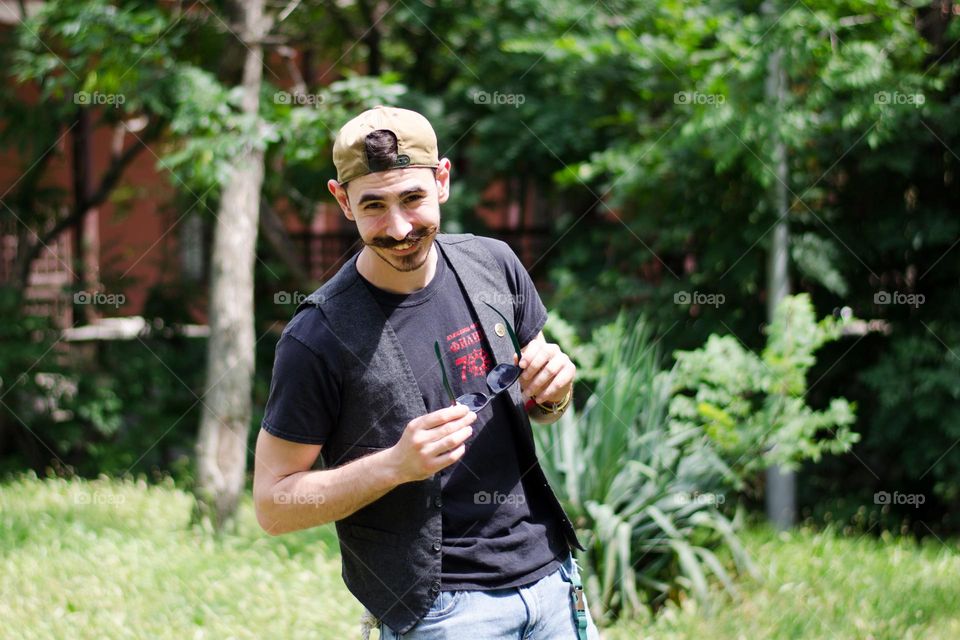 Portrait of Young Man With Big Mustache