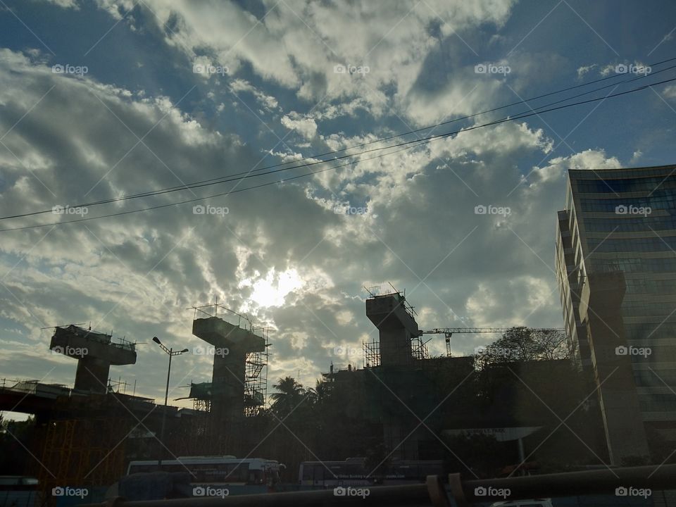 Storm, Sunset, Sky, Landscape, City