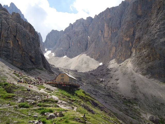Distant view of house in dolomite
