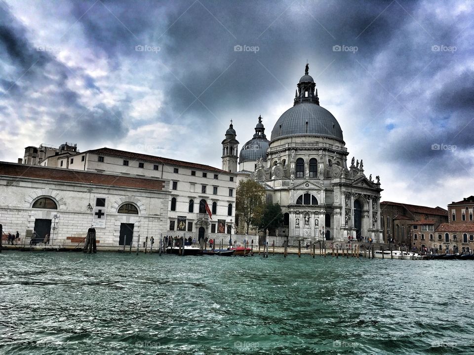 Venice. Dorsoduro.Vasilisa di Santa Maria della Salute. Thunder Sky.