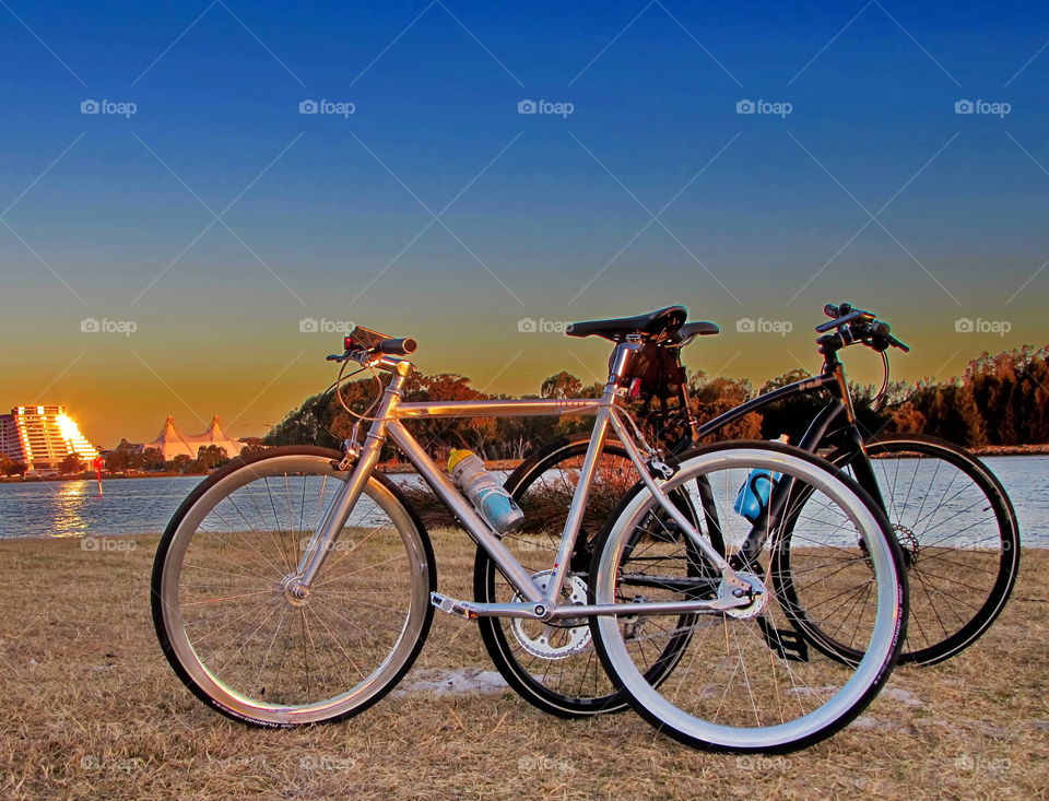 Sunset bicycle ride in Perth Australia