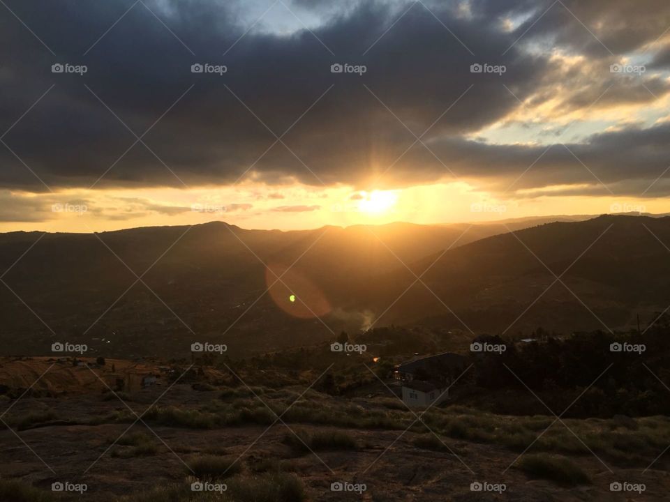 Sunset behind the mountain, Swaziland