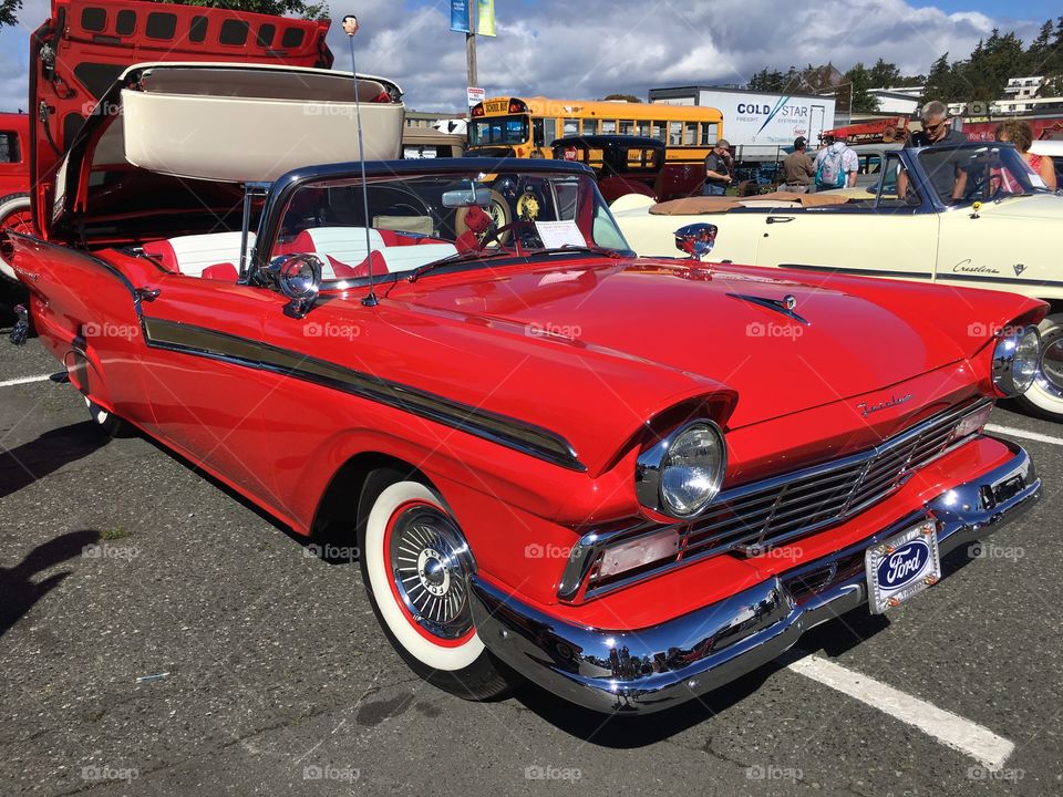 Red old car