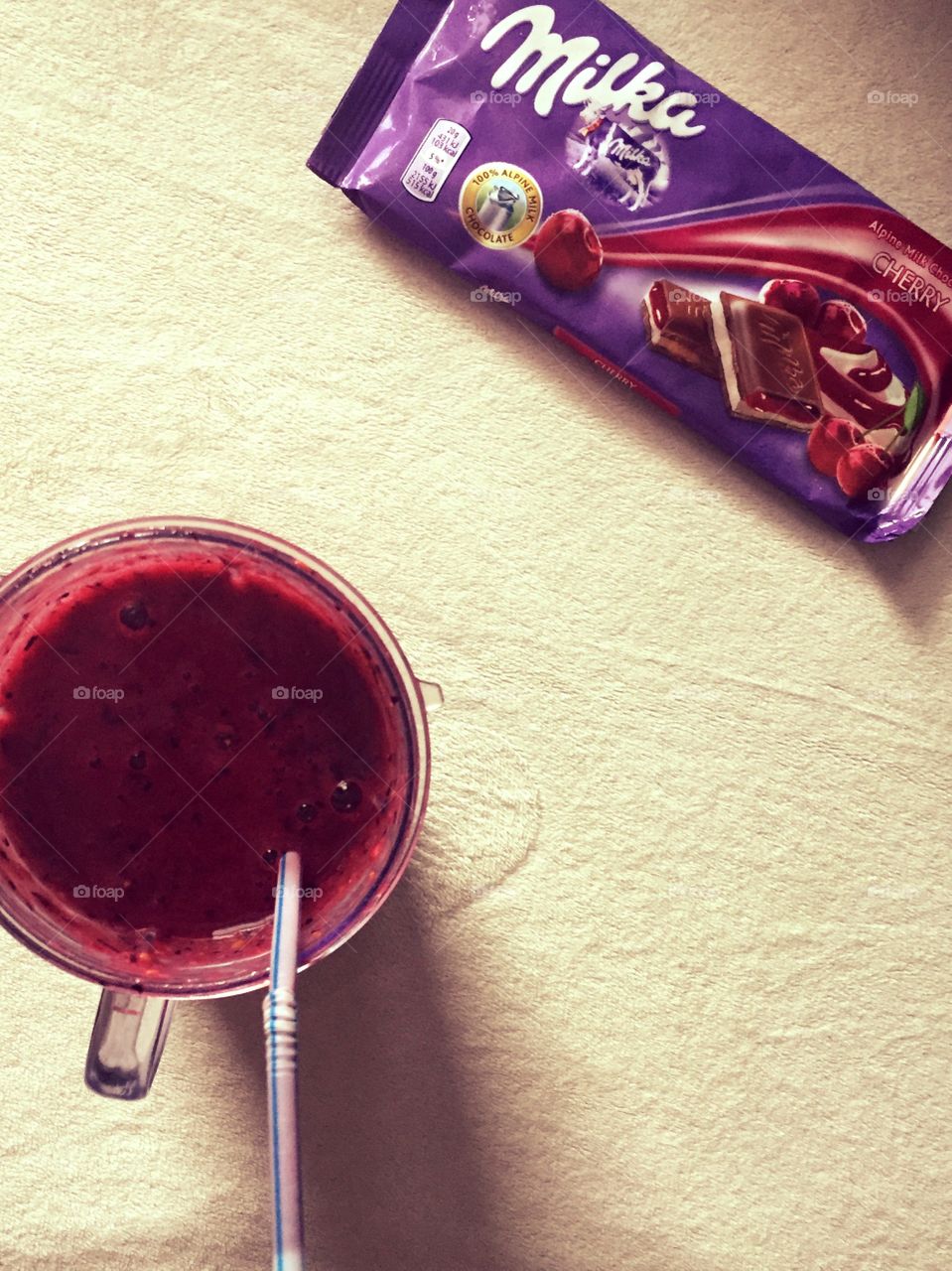 Milka and smoothie