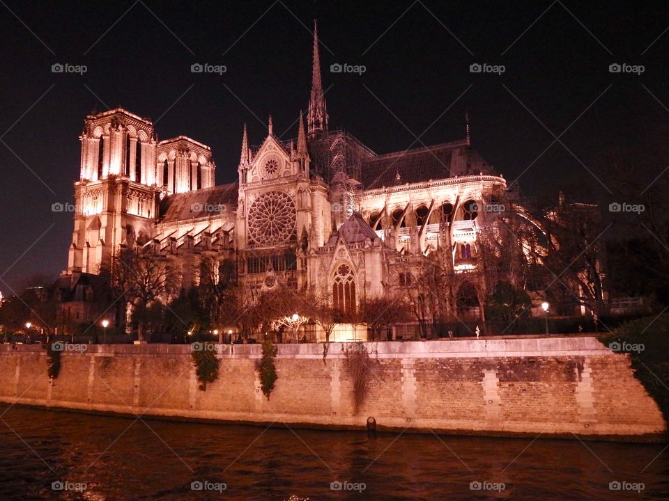 Night shot of Norte Dame 4 days before the iconic fire   