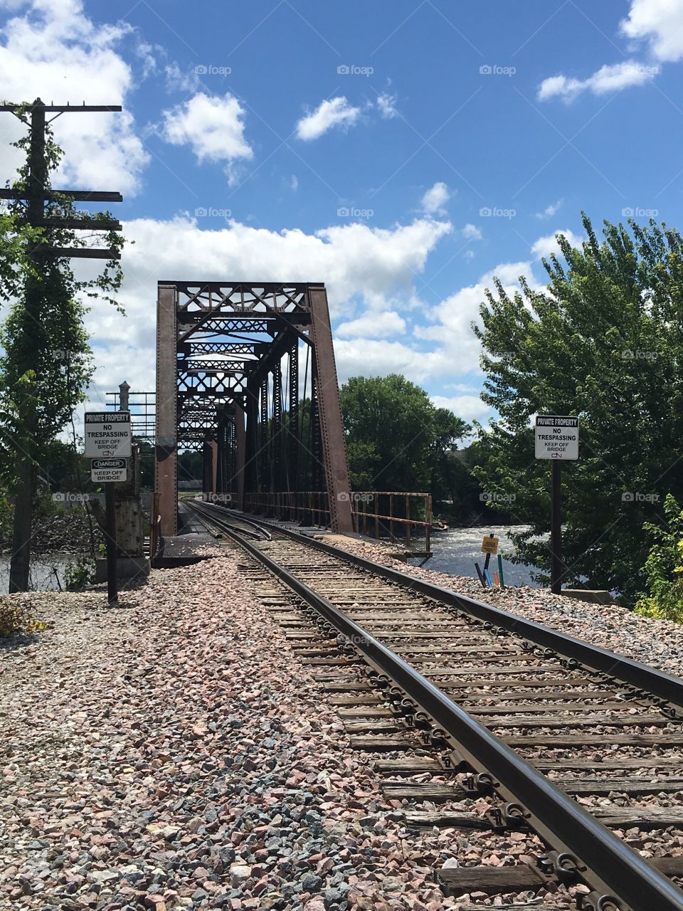 Railroad bridge in Iowa, USA.