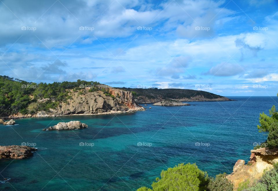 Landscape in Cala Xarraca in Ibiza, Spain