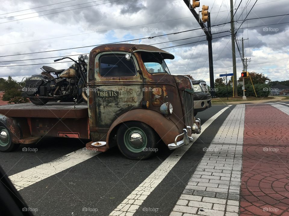 Rustic truck on the road