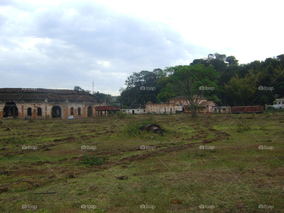 View of old houses in village