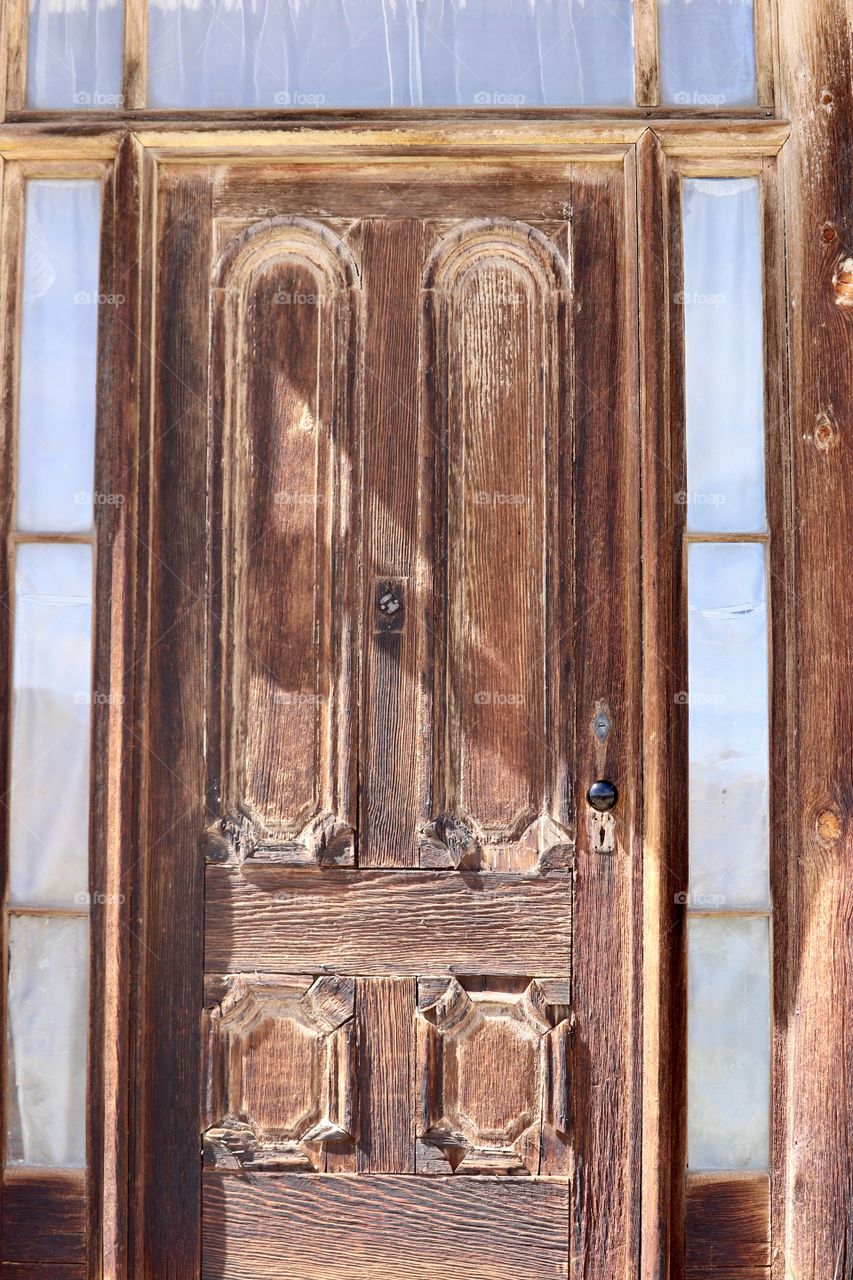 Old weathered wood door