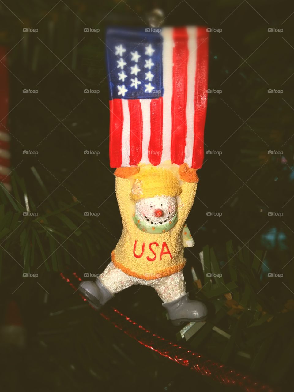 Snowman USA ornament