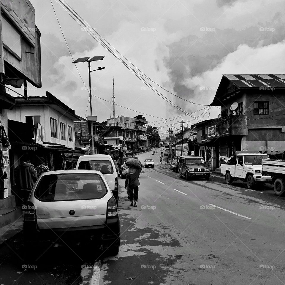 A bazaar area in Ukhrul, a small town in Manipur, India