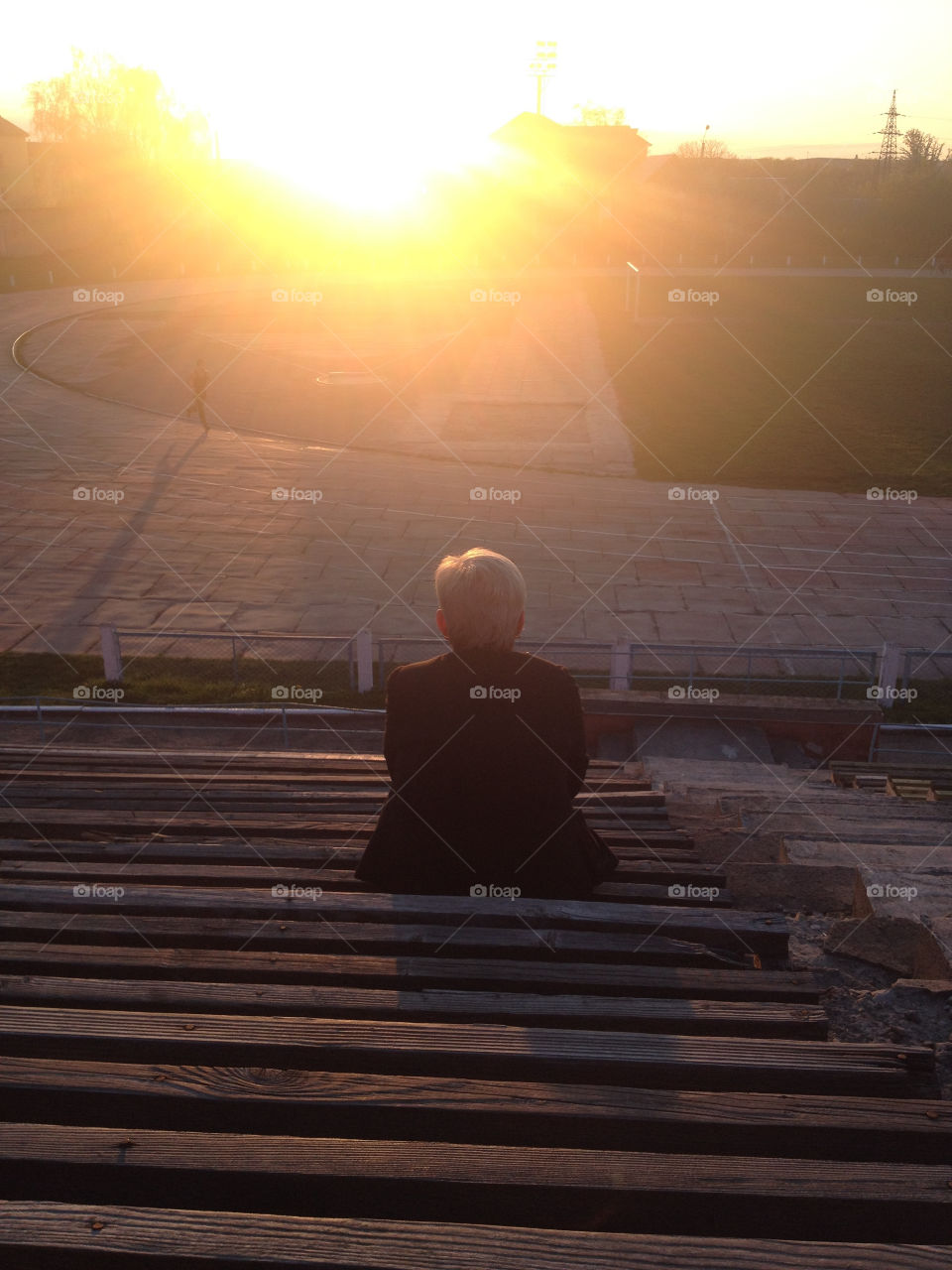 Sitting alone and watching sunset