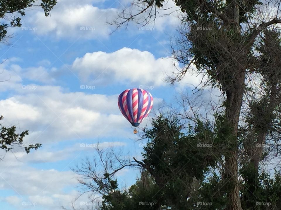 Hot Air Balloon. Red white and blue hot air balloon