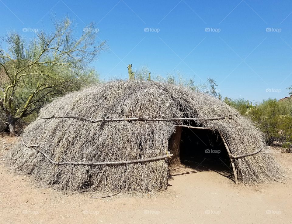 Native American structure like a wigwam or hut