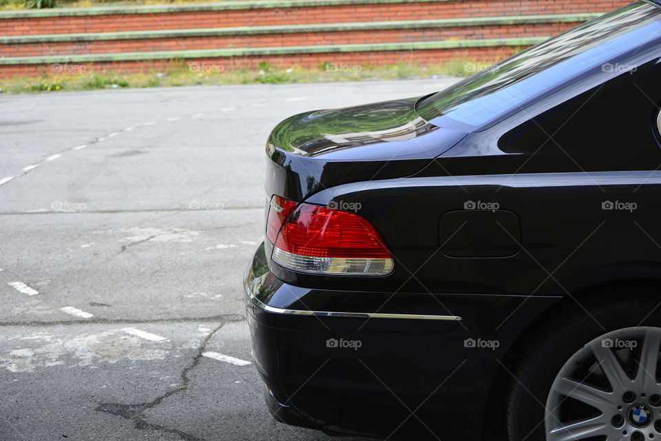 BMW black car limousine 7 series. e66 Li long version V8