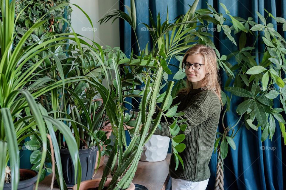 woman with plants