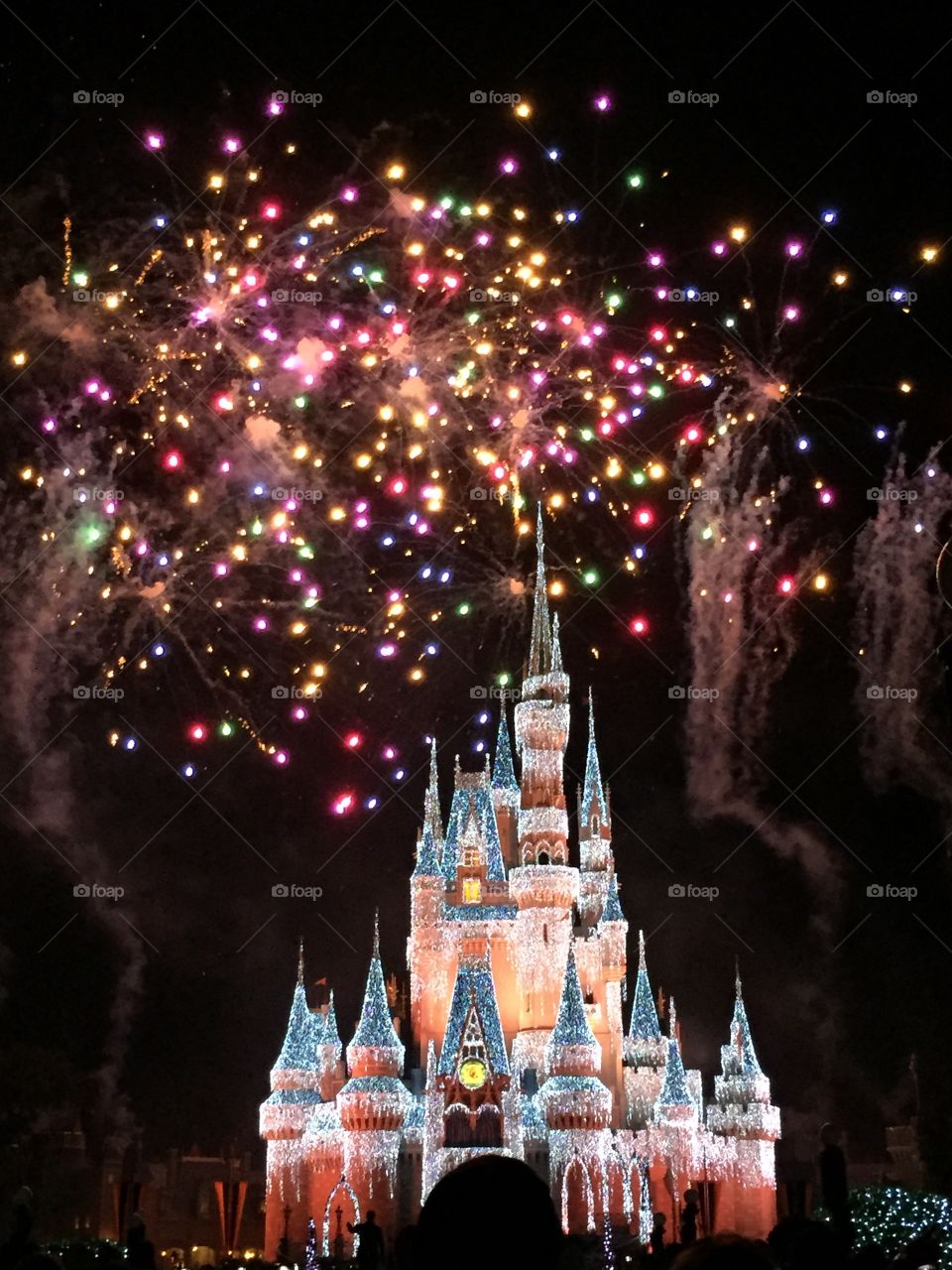 Wishes at the Magic Kingdom. Wishes- the nightly fireworks display at the Magic Kingdom with Cinderella Castle at Disney World in Orlando, Florida.