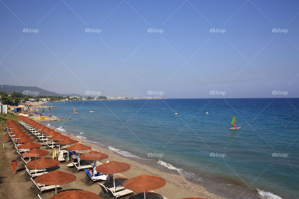Elegant sandy beach in Rhodes, Greece