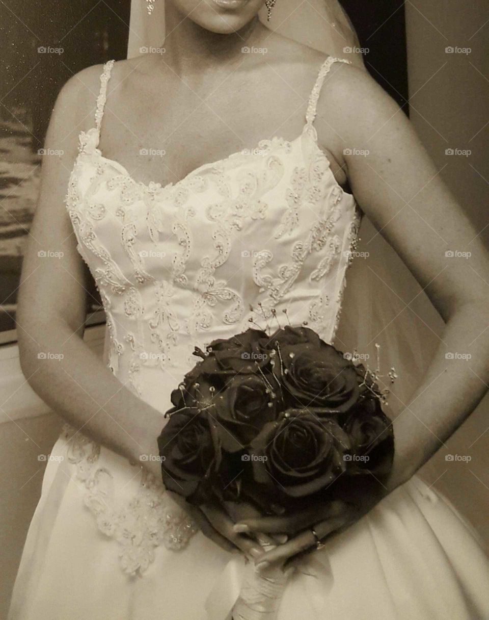 Bride holding bouquet  (I Do)