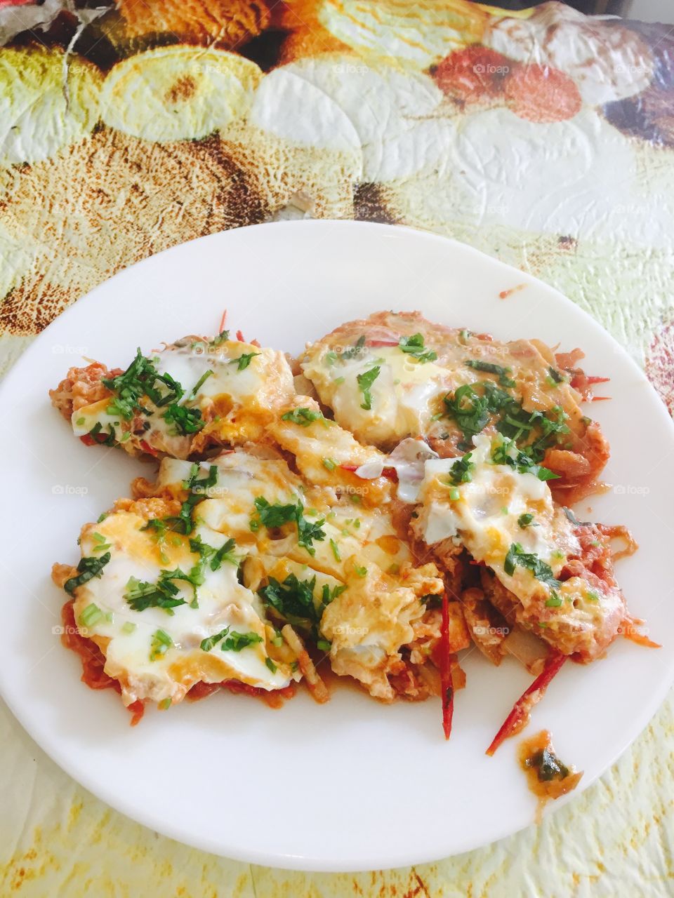 High angle view of food on plate