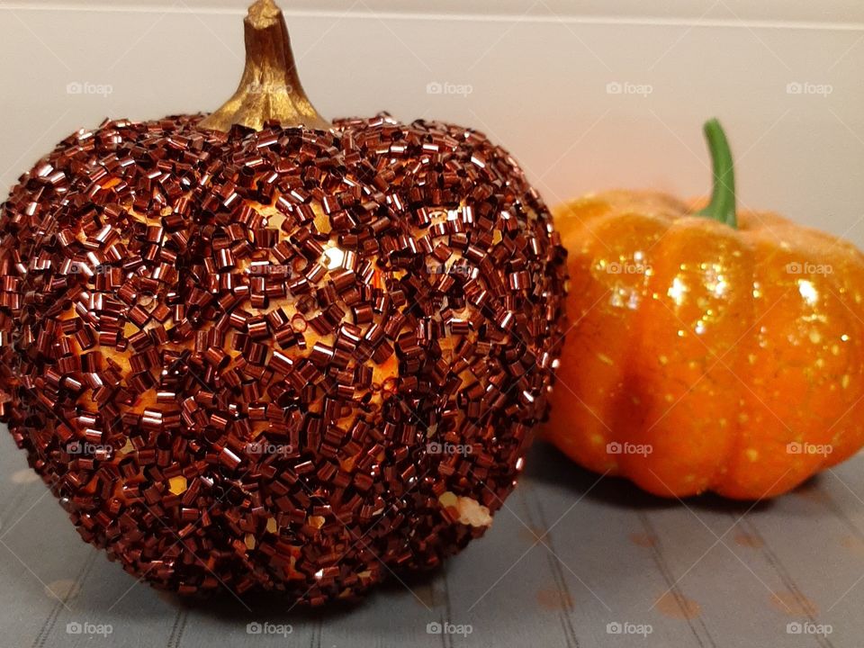 Beaded and glittered pumkins
