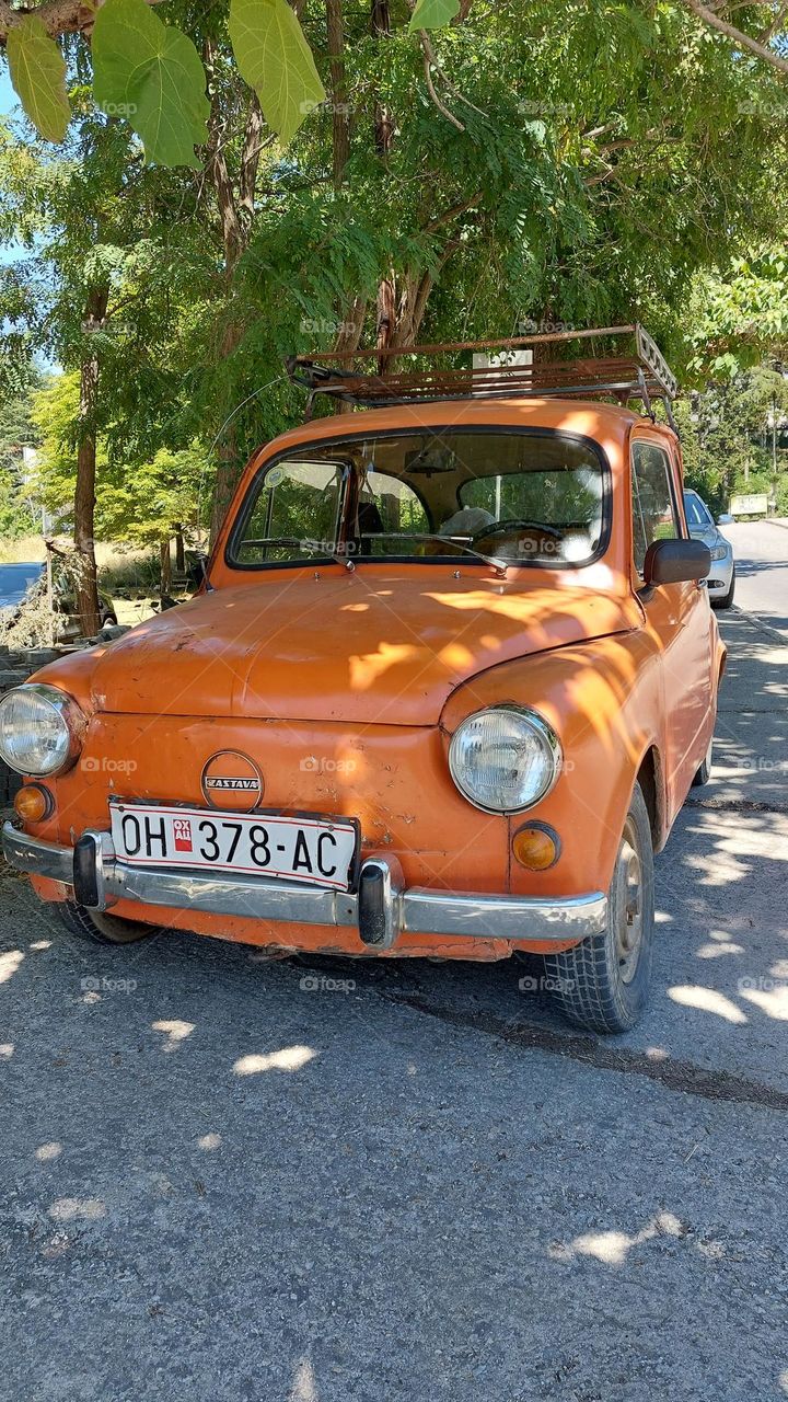 Old orange car vintage