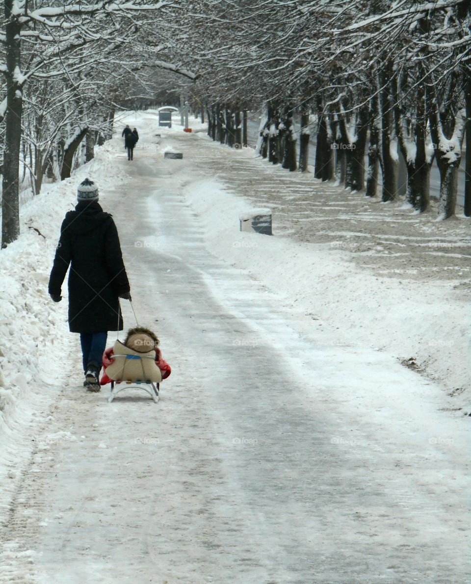 Snow, Winter, People, Road, Cold