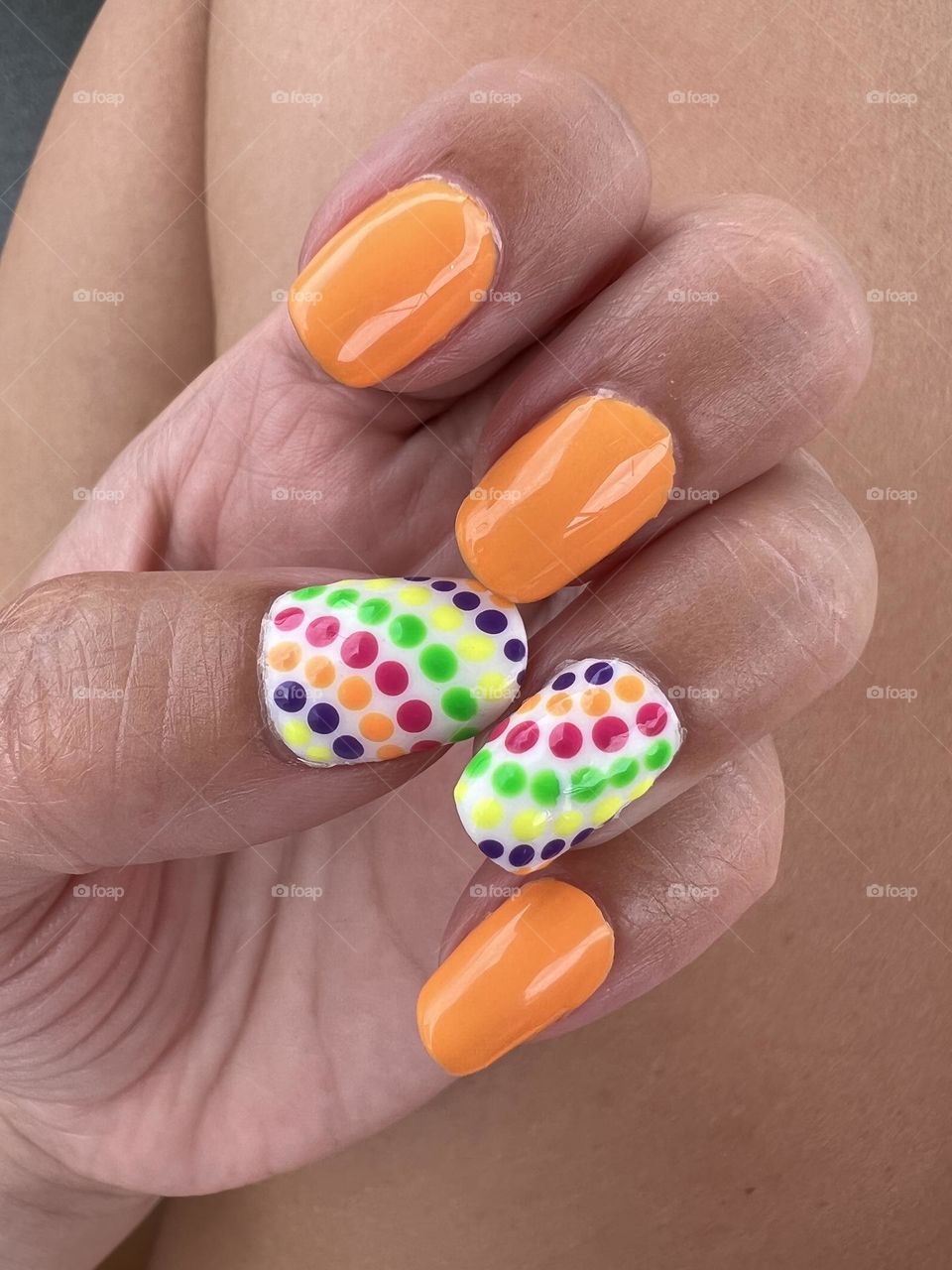 My favorite fun bright colored summer nail design 