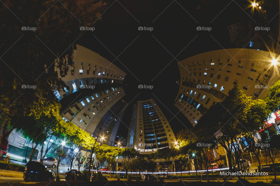 City Cidade cityscape Night lights noite noturno photography distortion build building montes claros