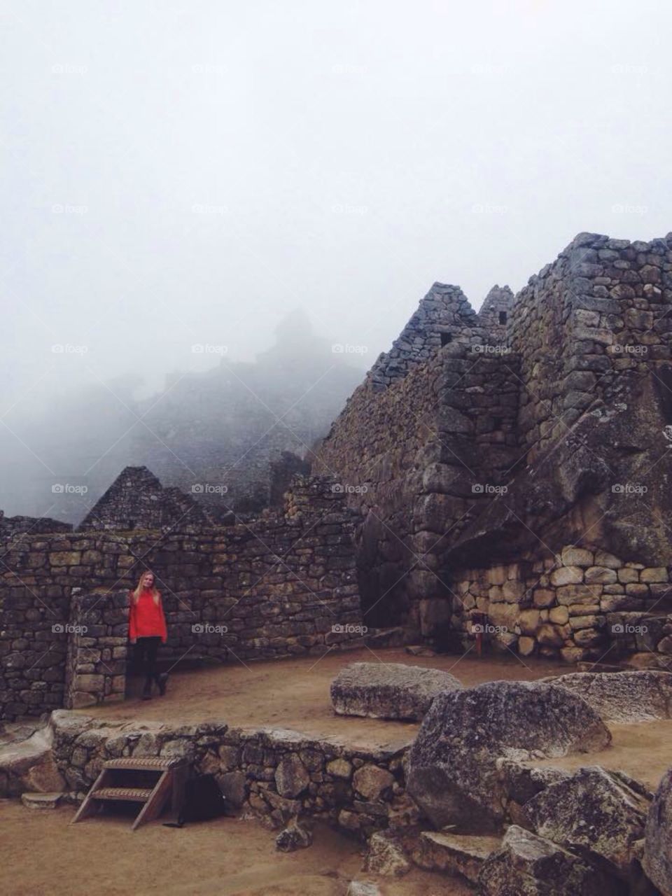 Machu Picchu on a foggy day