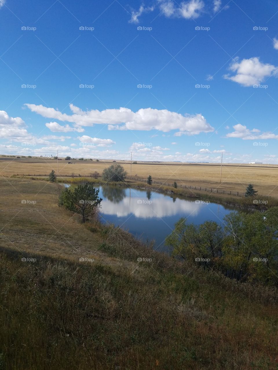 Still pond on the open prairie.