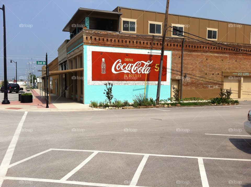 Vintage Coca-Cola sign in Sanger Texas. 