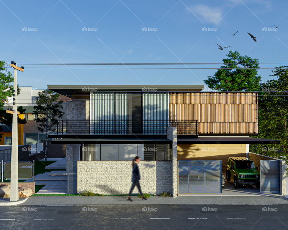 House render 3D. Render de uma casa.