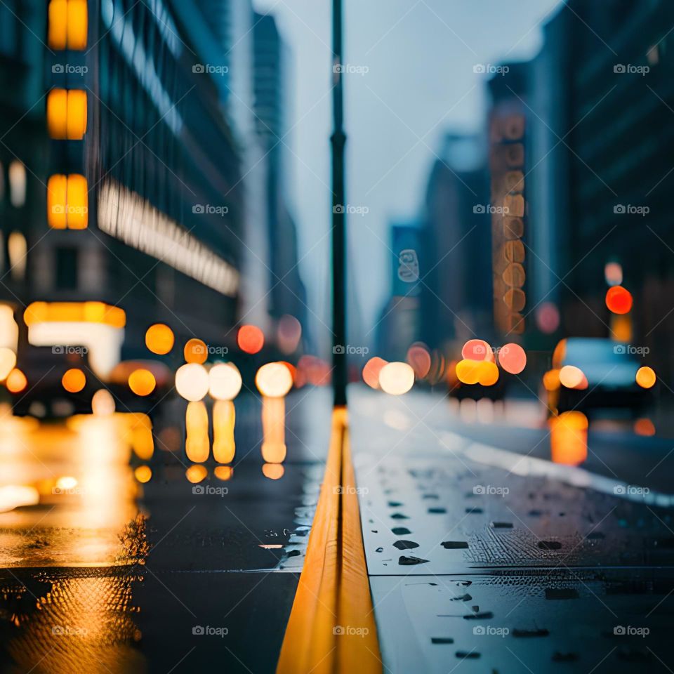 Artistic Shot of raining wet road