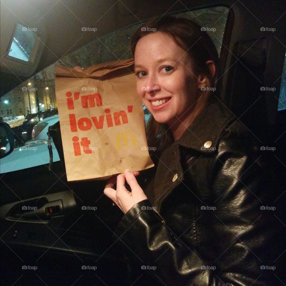 McDonald's. My husband and I went to see a Jim Gaffigan show. At the end he gave out free McDonalds!