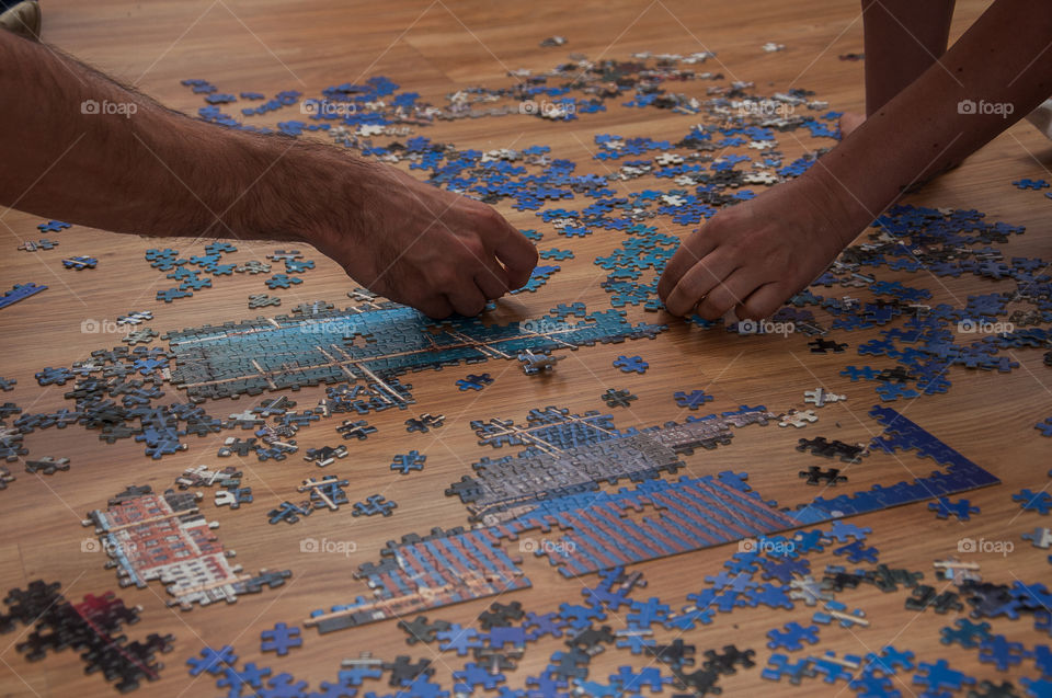 Working together on a puzzle