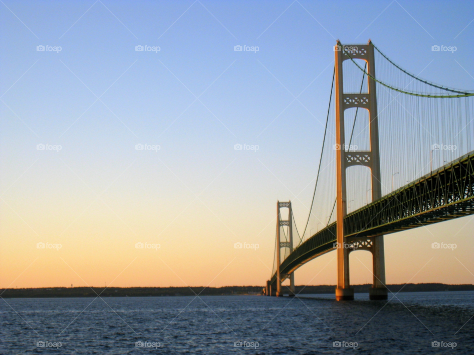sky blue lake bridge by mengzishiliu