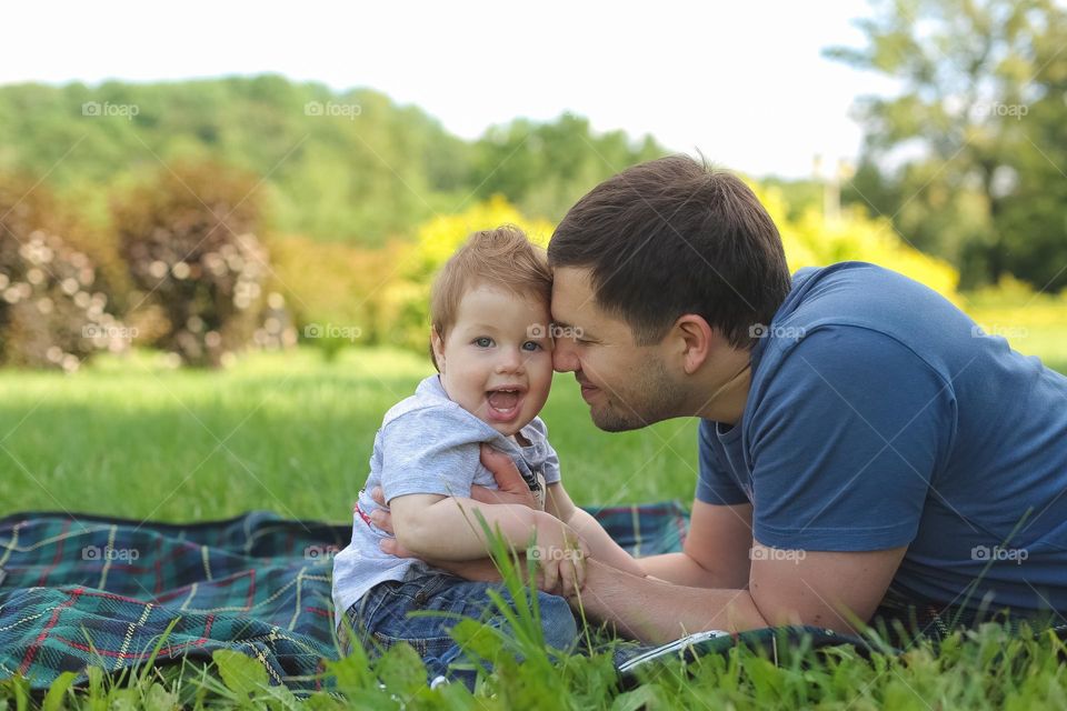 loving family, children and parents together. dad and mom spend time with children