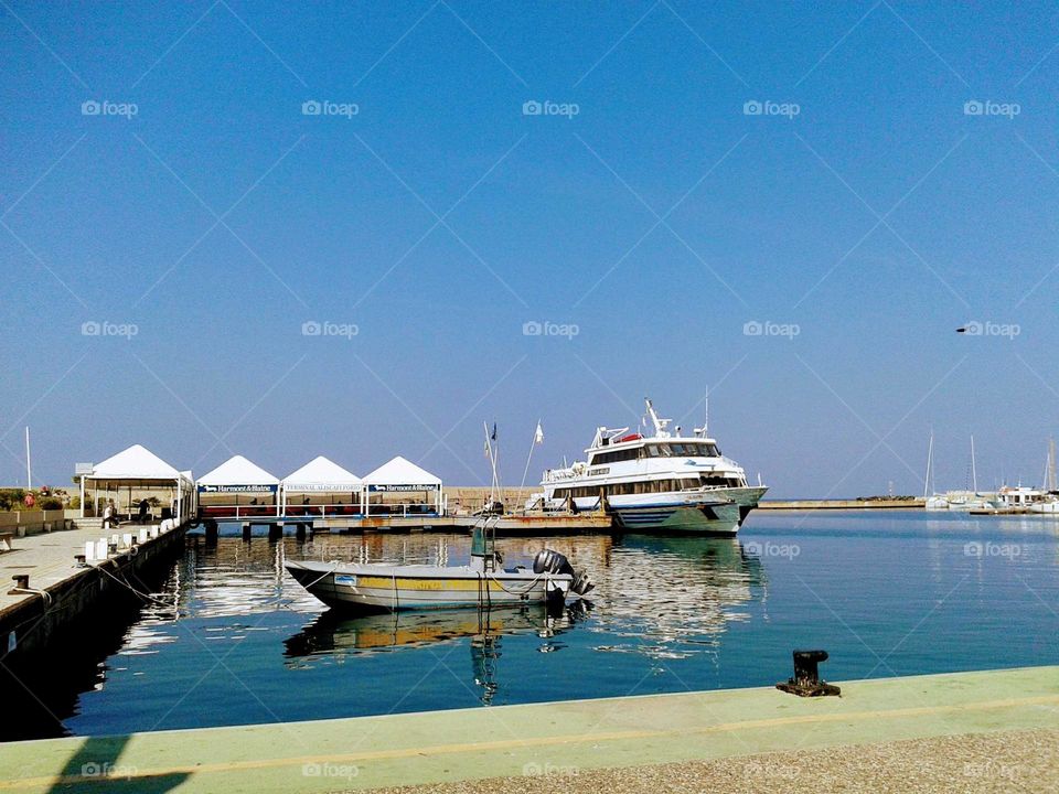 The hydrophoil in the port of Forio on the island of Ischia, in the Gulf of Naples (Italy)