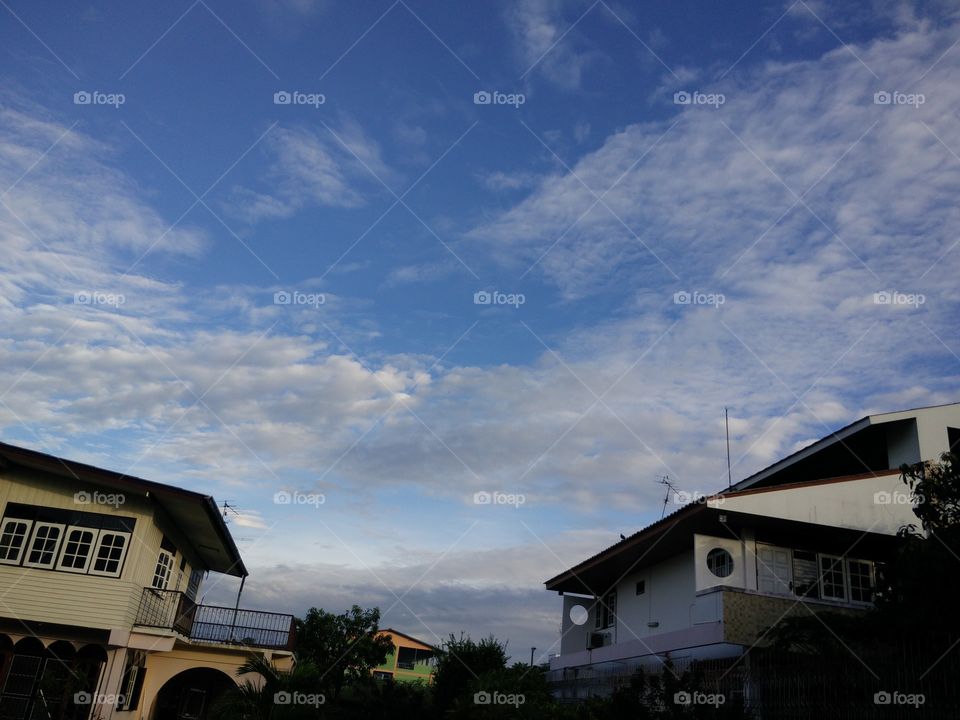 above. blue sky in above view from my home