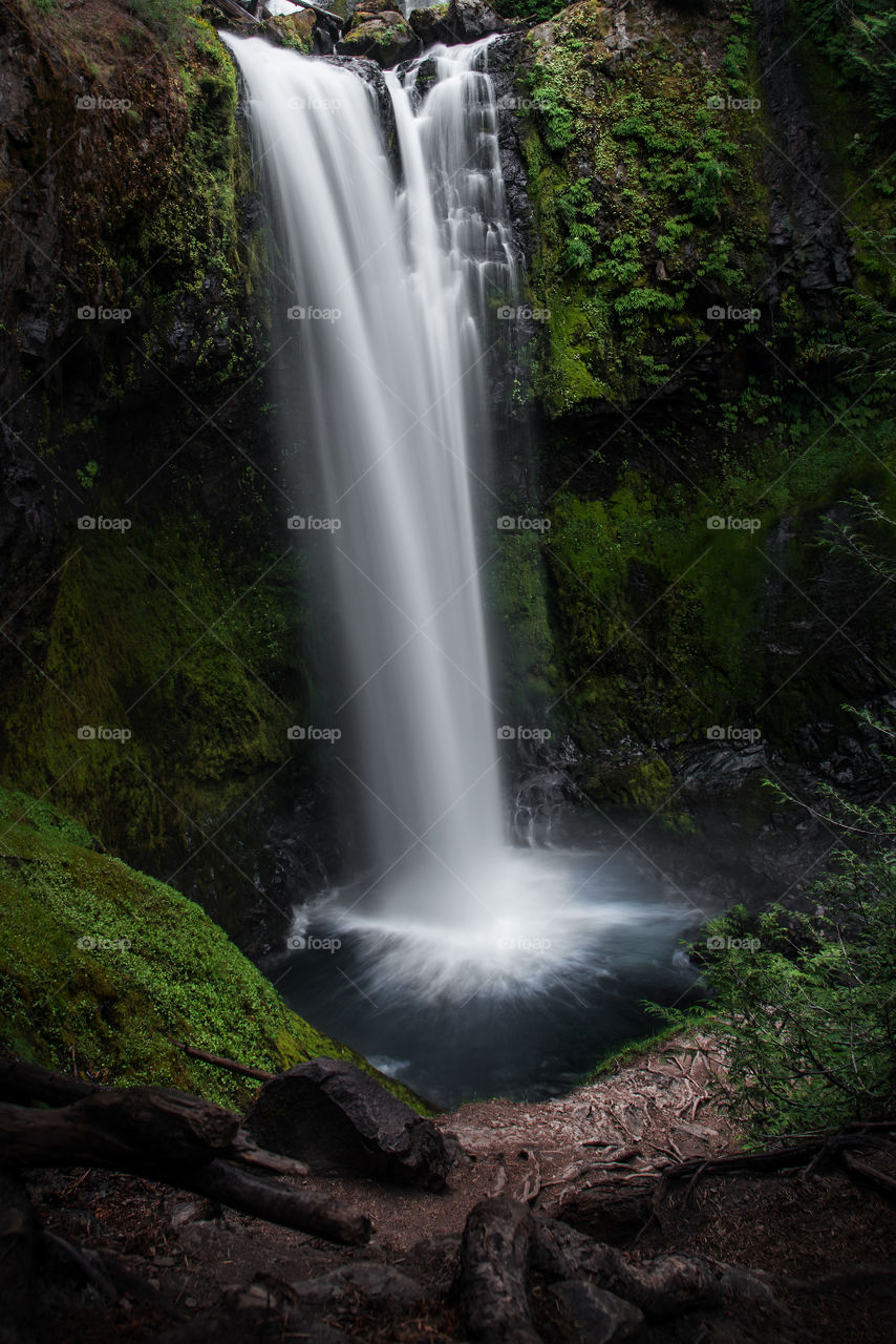 Scenic view of waterfall
