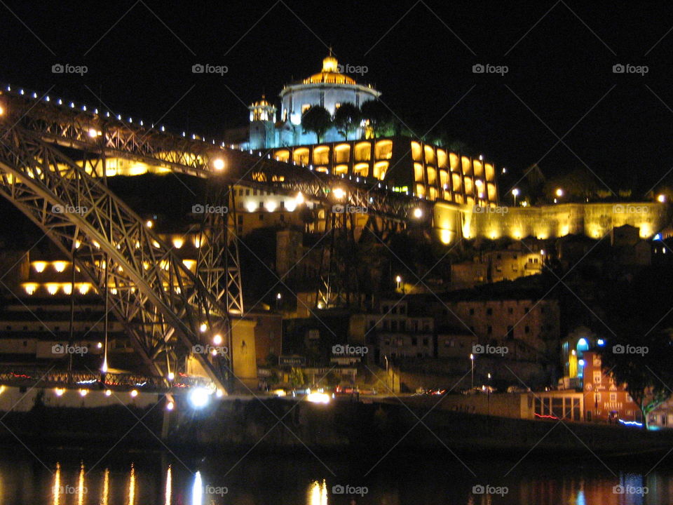 Oporto bridge by night