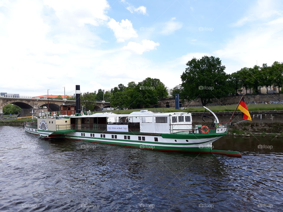 boat on river Elbe, Dresden